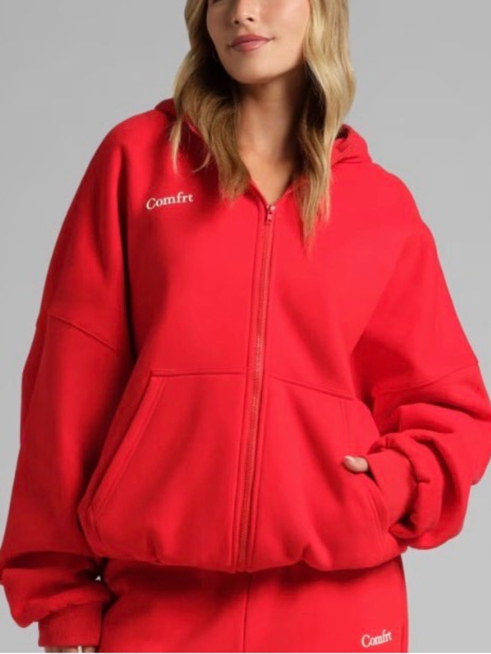 Comfrt Women's Crimson Zip-Up Hoodie Jacket